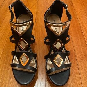 Montego Bay Club Black and Gold Wedges